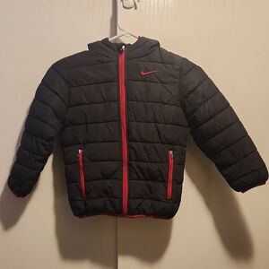 Nike Kids Puffer Jacket in Black with Red Details